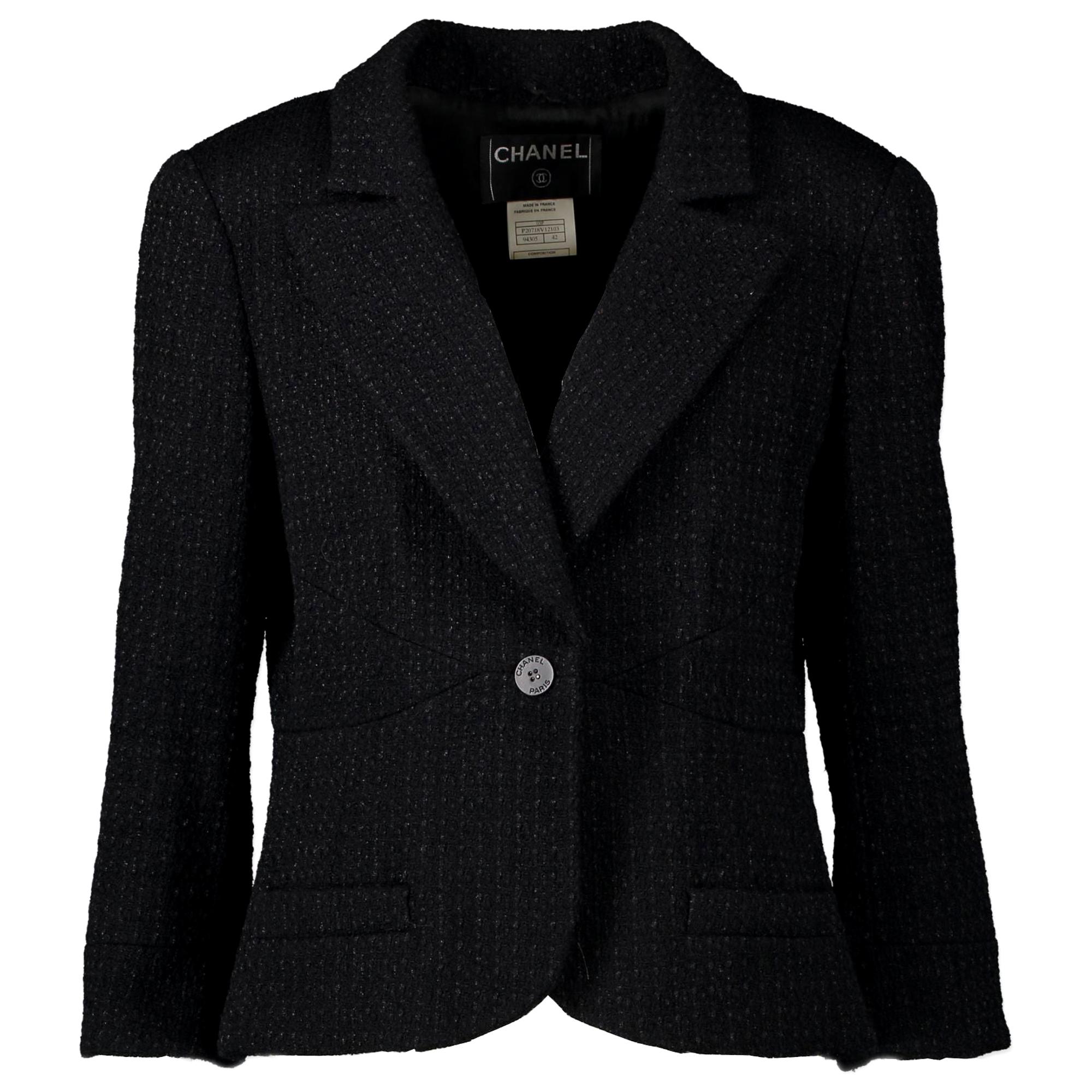 CHANEL Fall 2003 Black  Pink Lurex Tweed Jacket  Garment